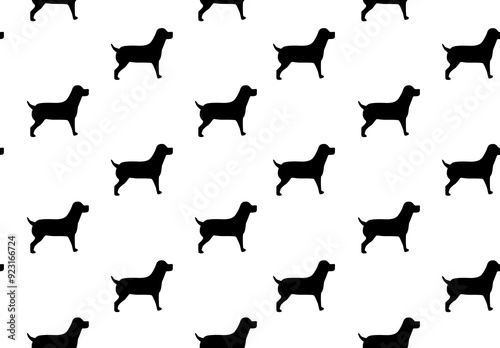 Seamless reaping black silhouette dogs pattern on white background. children's texture with cute dogs. simple pet dogs vector illustration