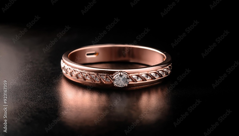 A minimalist rose gold bangle with a small diamond accent A minimalist rose gold bangle with a small diamond accent