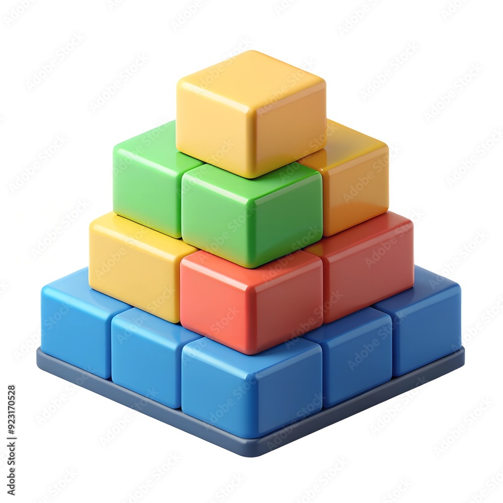Brightly Colored Building Blocks Arranged in a Pyramid Brightly Colored Building Blocks Arranged in a Pyramid