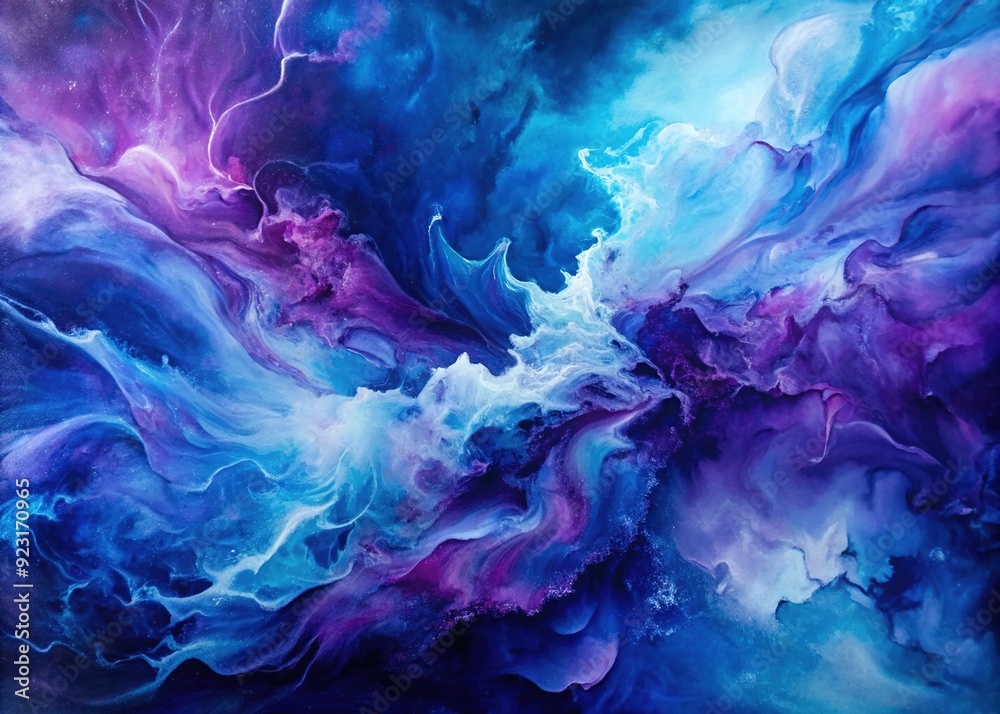 Obraz premium Indigo Abstract Flux: Expressive, abstract acrylic painting in deep blue and purple hues, capturing the fluidity of the PPP application process.