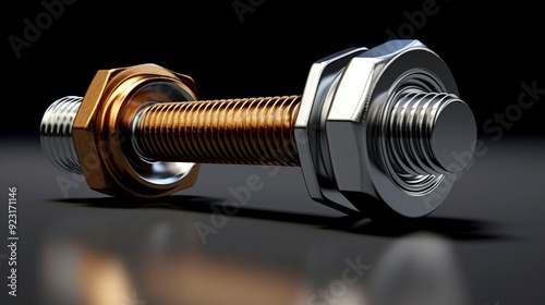 A photo of a bolt with a flanged nut