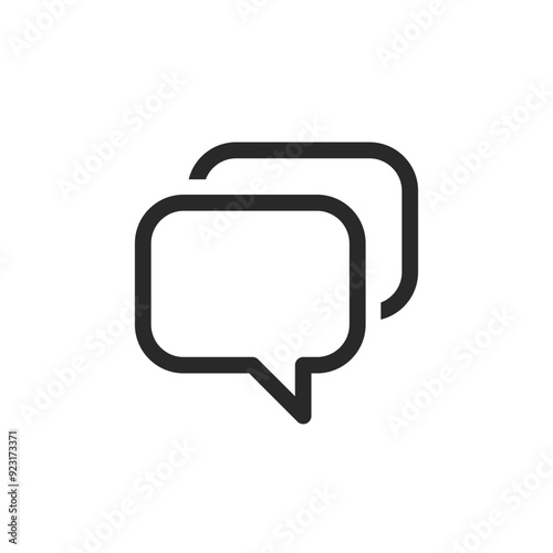 Double message dialog bubble isolated black outlined illustration on white background. Vector icon in flat style