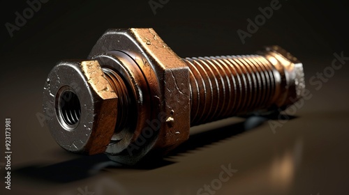 A photo of a bolt with a lock nut