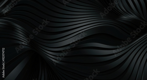 Abstract Illustration of luxurious wavy black line background.