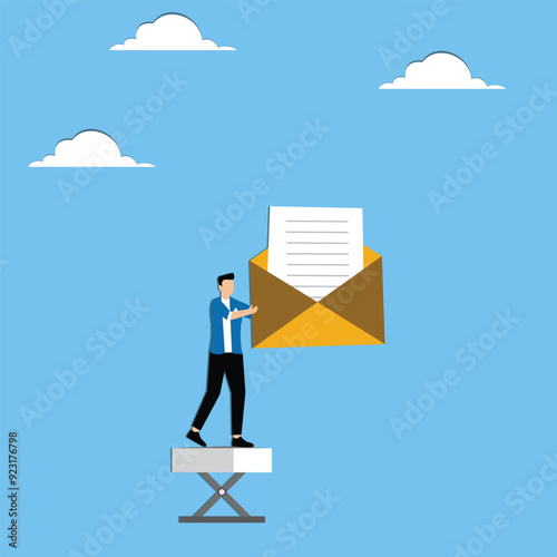Businessman open the letter, Arrangement Illustrations, Blank, Business