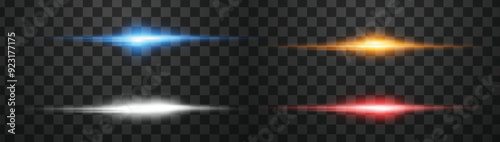Glowing light effects, star burst with sparkles on transparent background