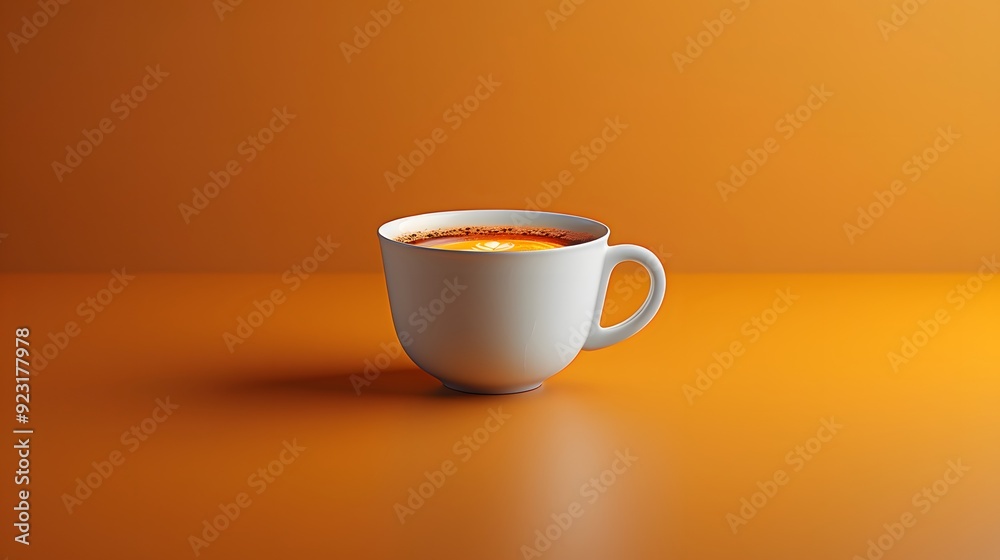 Obraz premium 15. A minimalist image with a white background featuring a single coffee cup, positioned in the center