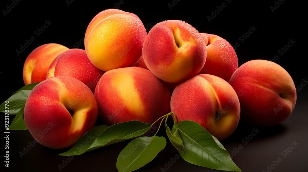 A photo of a bunch of ripe peaches A photo of a bunch of ripe peaches