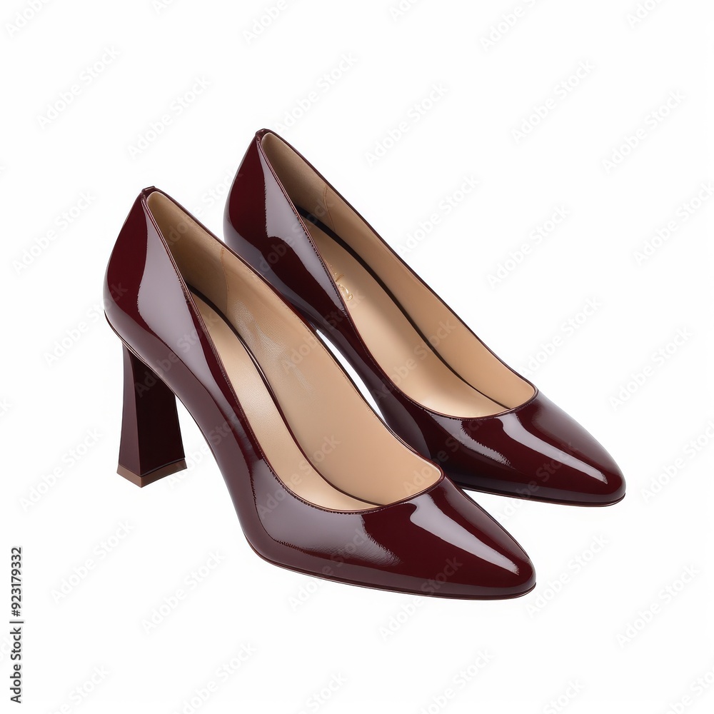 Elegant Burgundy Patent Leather High Heels - Women's Fashion Footwear for Formal and Casual Wear Elegant Burgundy Patent Leather High Heels - Women's Fashion Footwear for Formal and Casual Wear