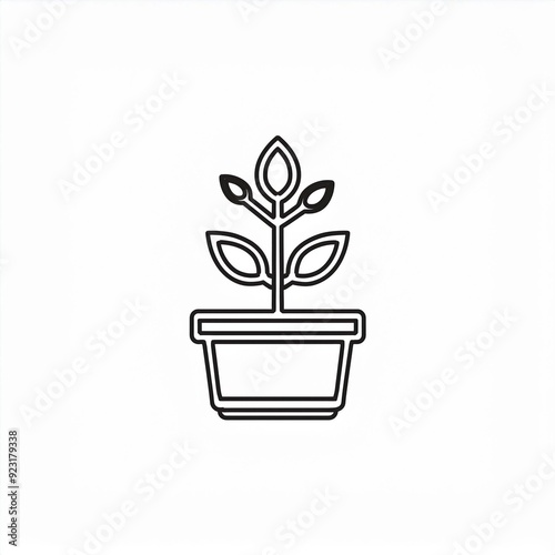 plant in a pot black icon isolated on white