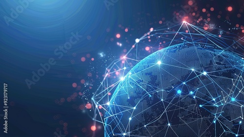 Abstract globe with glowing lines and dots, representing global connectivity.