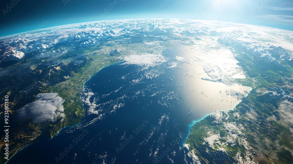 Aerial View of Earth's Coastline with Mountain Ranges Aerial View of Earth's Coastline with Mountain Ranges