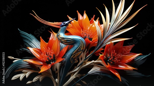 A bird of paradise flower with its striking appearance photo