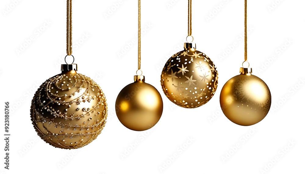 Golden Christmas balls (transparent background) PNG with alpha channel. Christmas decoration.金色のクリスマスボール(背景透過)アルファチャンネル付PNG。 クリスマス装飾。