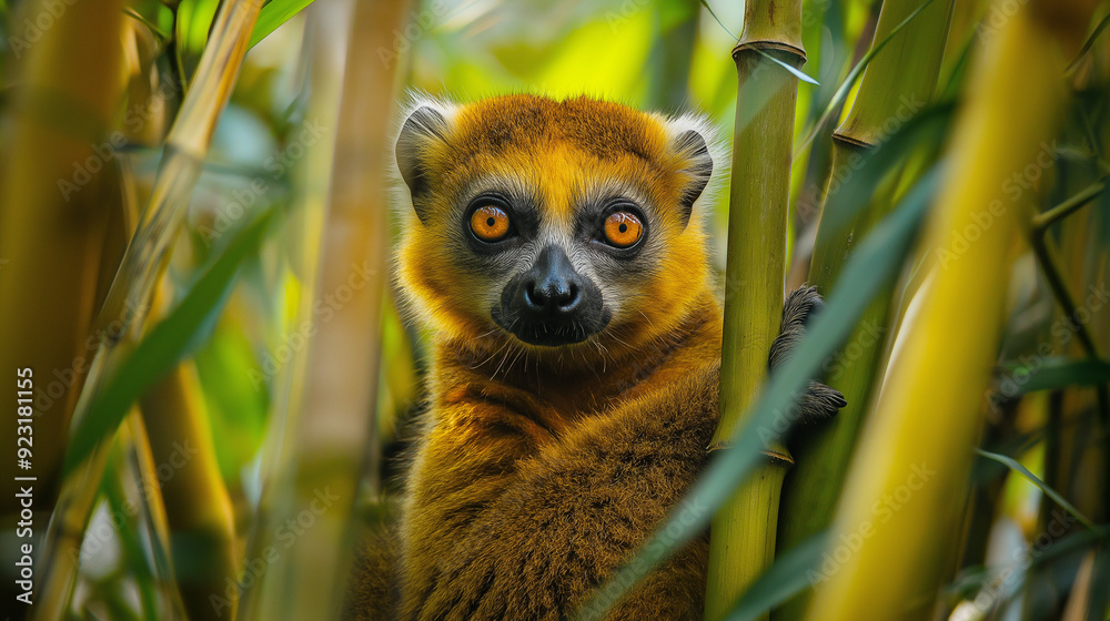 Fototapeta premium Golden Bamboo Lemur Portrait 