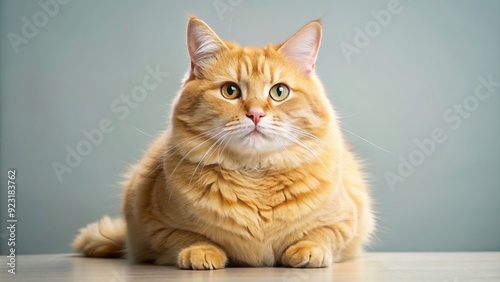 Cute fat yellow cat with adorable thick fur, fat, yellow, cat, cute, adorable, thick fur, fluff, furry, pet, domestic, feline