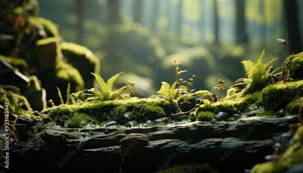 A close-up of moss growing on a rock in a forest A close-up of moss growing on a rock in a forest