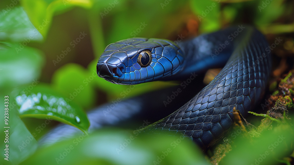 Obraz premium black mamba on the grass