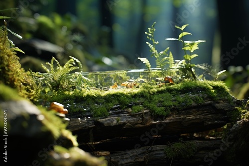 A close-up of moss growing on a rock in a forest photo