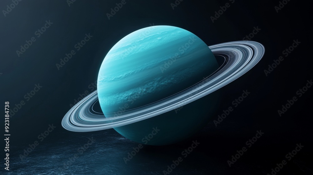 A Blue Planet with Rings in Space
