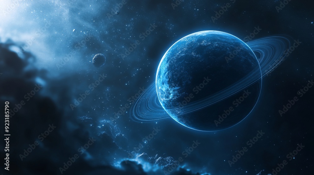 Obraz premium A Blue Planet in the Vastness of Space