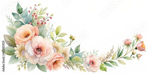 Soft watercolor blooms in elegant corner arrangement, watercolor, blooms, elegant, corner, arrangement, pastel, delicate, soft