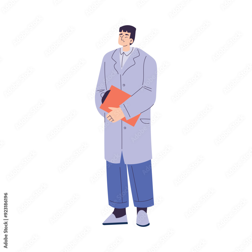 Asian Doctor Man Character in Coat with Clipboard Working in Hospital Vector Illustration Asian Doctor Man Character in Coat with Clipboard Working in Hospital Vector Illustration