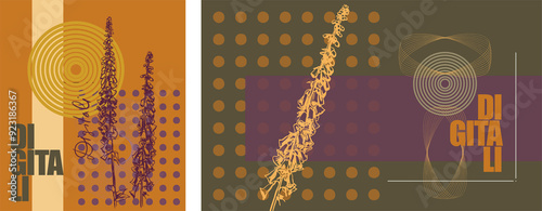 Botanical poster template on the theme of medicinal herbs. A modern take on abstract print design in a flat style.