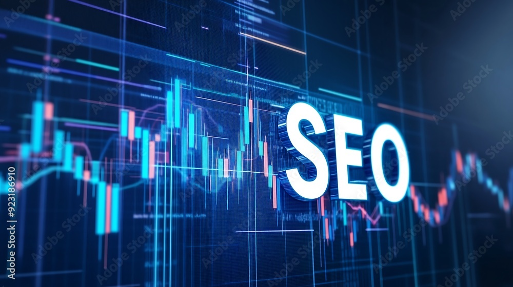 Fototapeta premium text seo with market charts