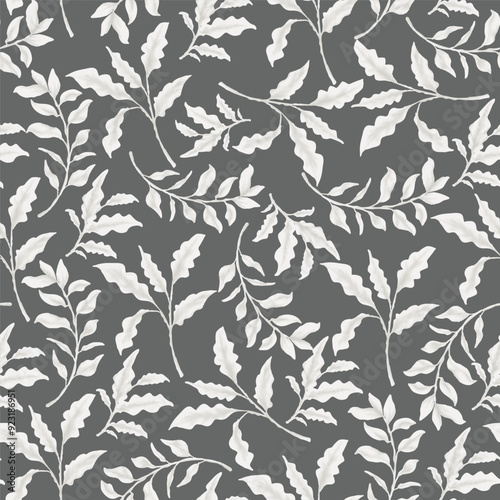 white watercolor leaf seamless pattern background