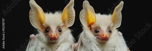 Honduran White Bats with distinctive yellow ears and nose photo