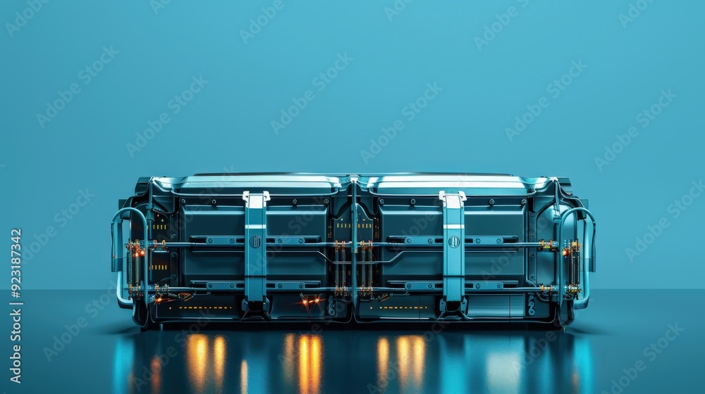 A futuristic looking object with a blue background A futuristic looking object with a blue background