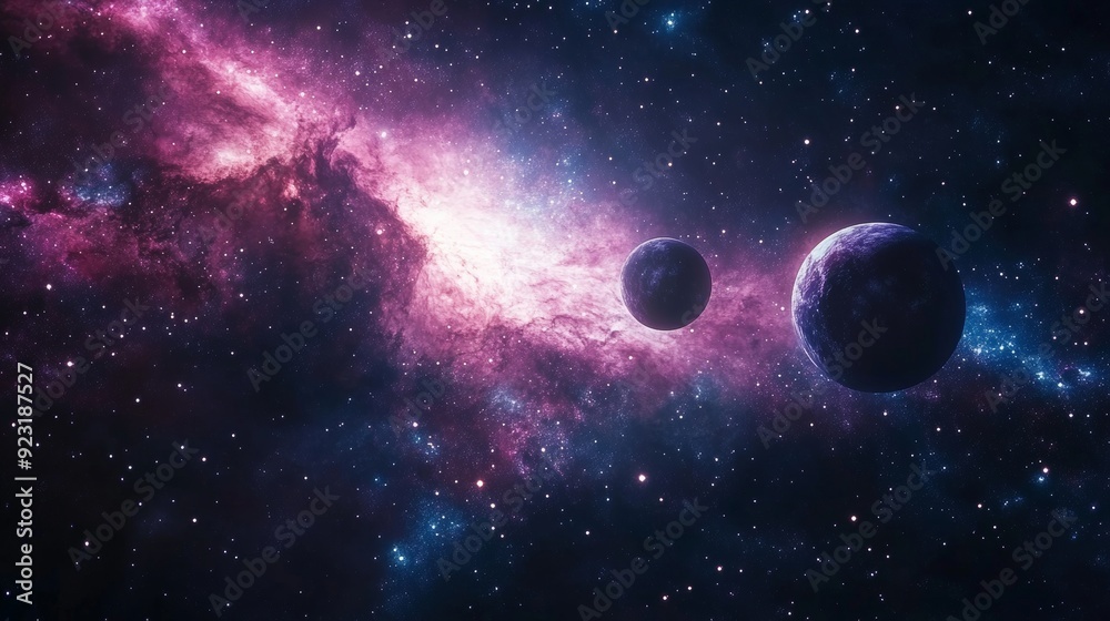 Cosmic Dance of Planets Amidst Nebula Cosmic Dance of Planets Amidst Nebula