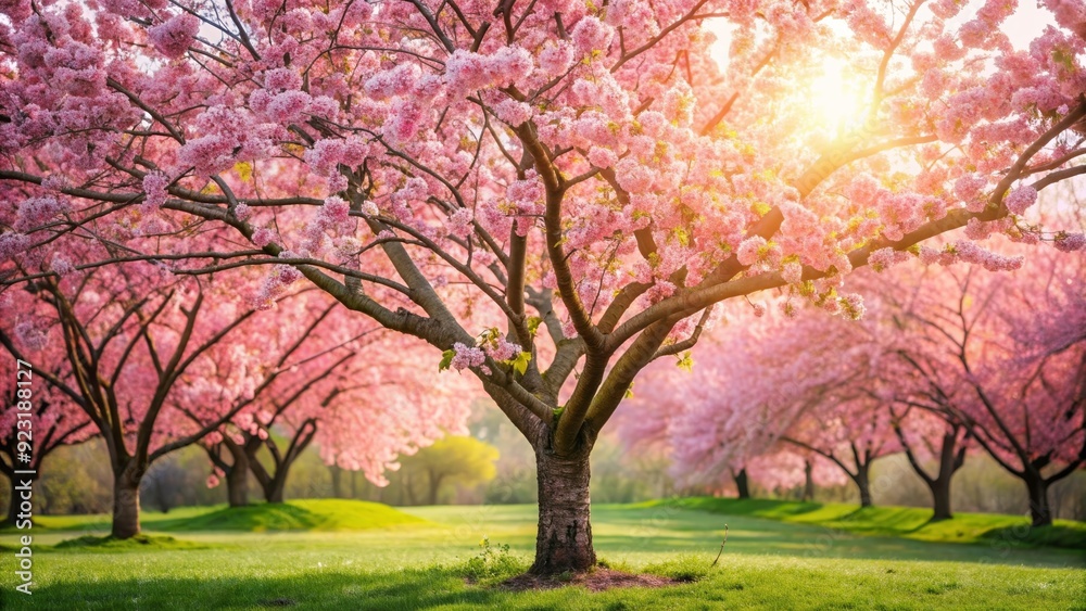 Cherry blossom tree with pink flowers blooming in a spring garden, cherry blossom, spring, nature, pink, flowers, tree Cherry blossom tree with pink flowers blooming in a spring garden, cherry blossom, spring, nature, pink, flowers, tree