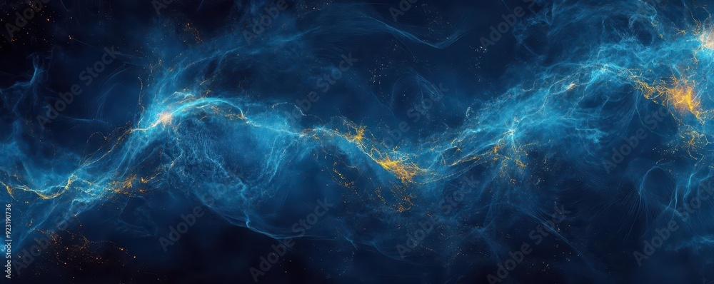 Fototapeta premium A mesmerizing abstract image showcasing swirling blue and orange light patterns, evoking a sense of cosmic wonder and energy.