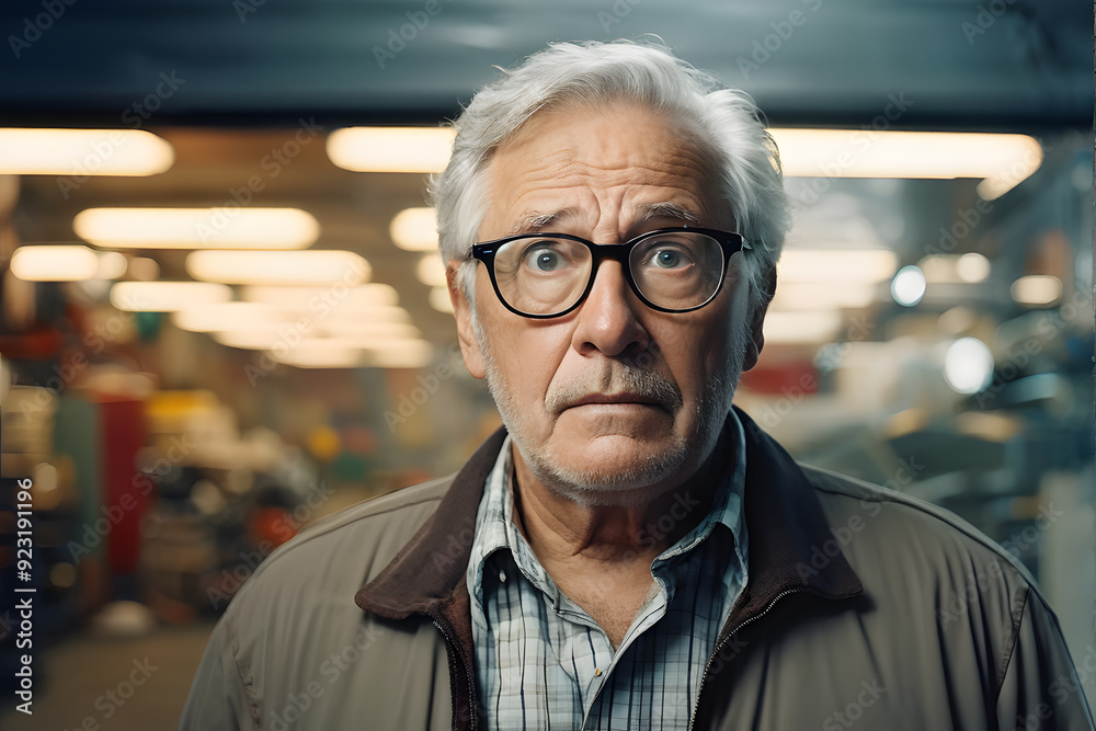 older man with glasses and a jacket looking at the camera older man with glasses and a jacket looking at the camera