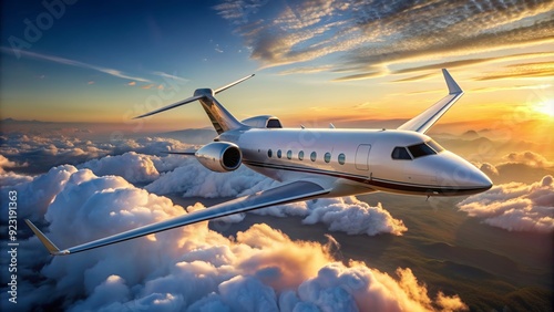Luxury Gulfstream Aerospace business jet flying high in the sky, luxury, business jet