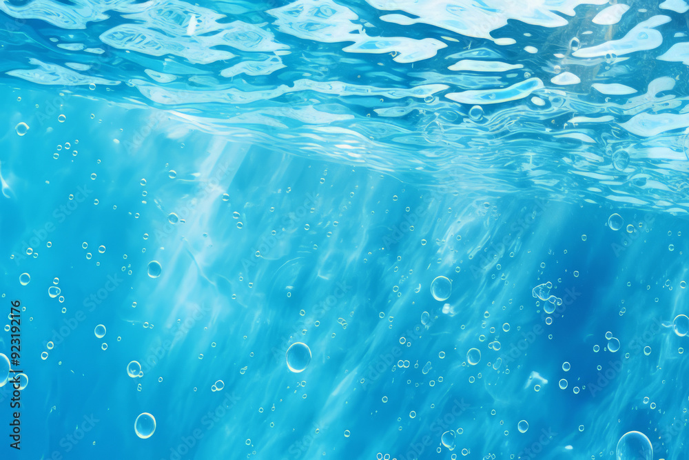 Processed collage of blue water waves texture in sunlight. Background for banner, backdrop