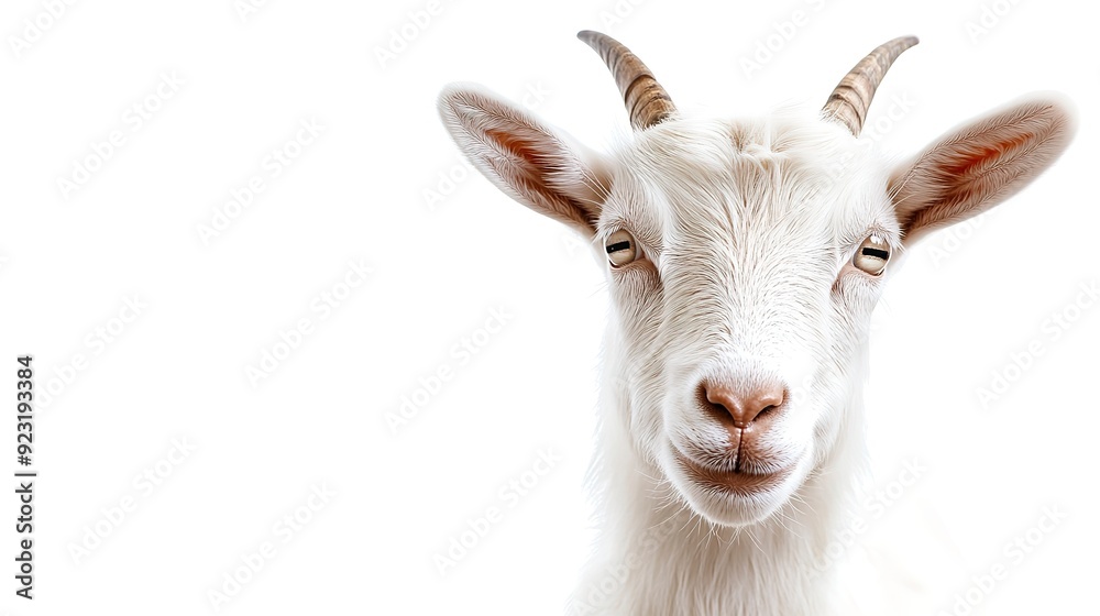 Curious White Goat Staring - Isolated white background. Curious White Goat Staring - Isolated white background.