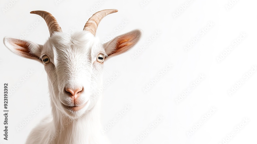 Curious White Goat Staring - Isolated white background. Curious White Goat Staring - Isolated white background.