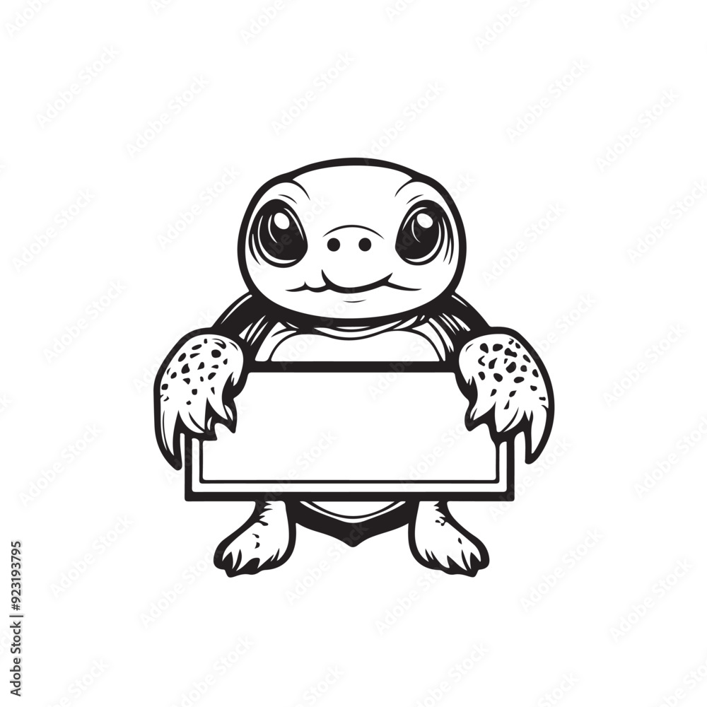 Illustration of a Turtle Holding a Blank Sign Illustration of a Turtle Holding a Blank Sign