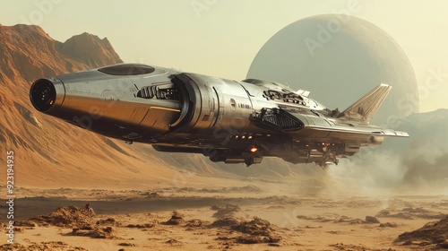 Fototapeta Naklejka Na Ścianę i Meble -  Spaceship Landing on an Alien Planet