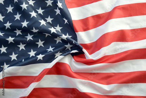 Wallpaper Mural United States of America flag with stars and stripes close up. Official US Banner waving with folds Torontodigital.ca
