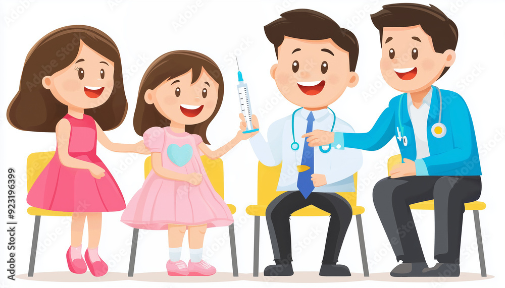 Doctors and kids, Doctors educate kids about not being afraid to medical tools (syringes and etc). Doctors and kids, Doctors educate kids about not being afraid to medical tools (syringes and etc).