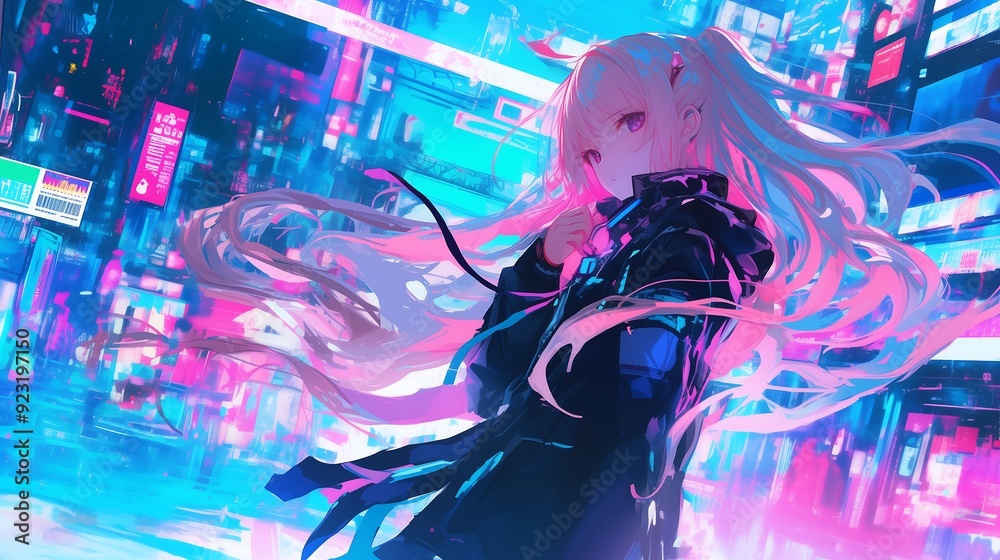 anime girl with long pink hair anime girl with long pink hair