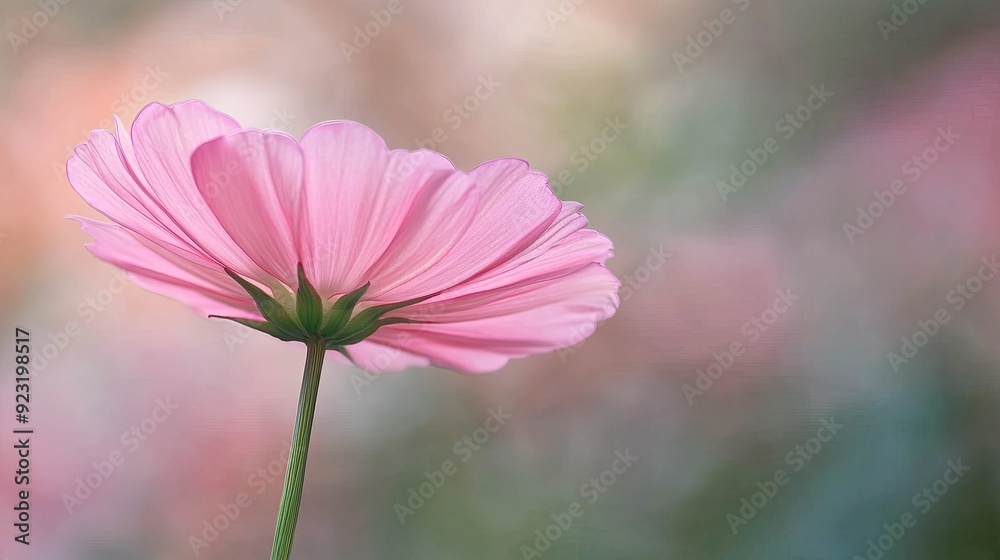 Beautiful pink flower with a green stem, highlighting its soft color and natural elegance.