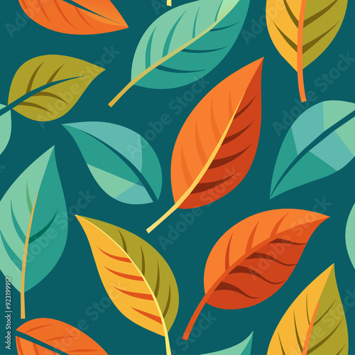 Seamless pattern with leaves. Vector illustration in flat style.