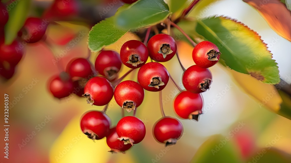 Detailed shot of a branch with red berries, capturing the freshness and vibrancy of the fruit. Detailed shot of a branch with red berries, capturing the freshness and vibrancy of the fruit.