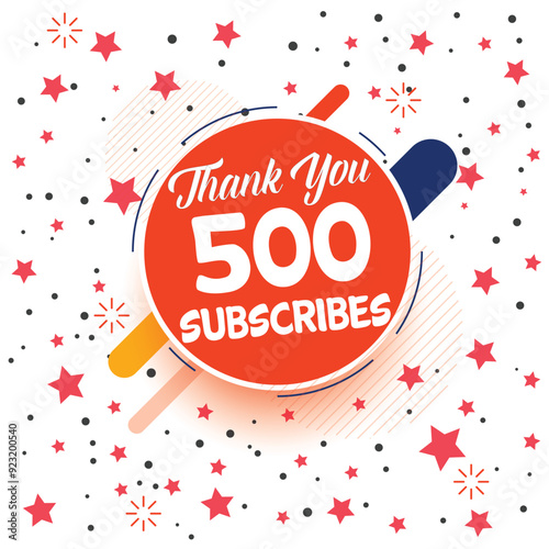 Thank you 500 subscribers, 500 subscribers celebration modern colorful design, social media post