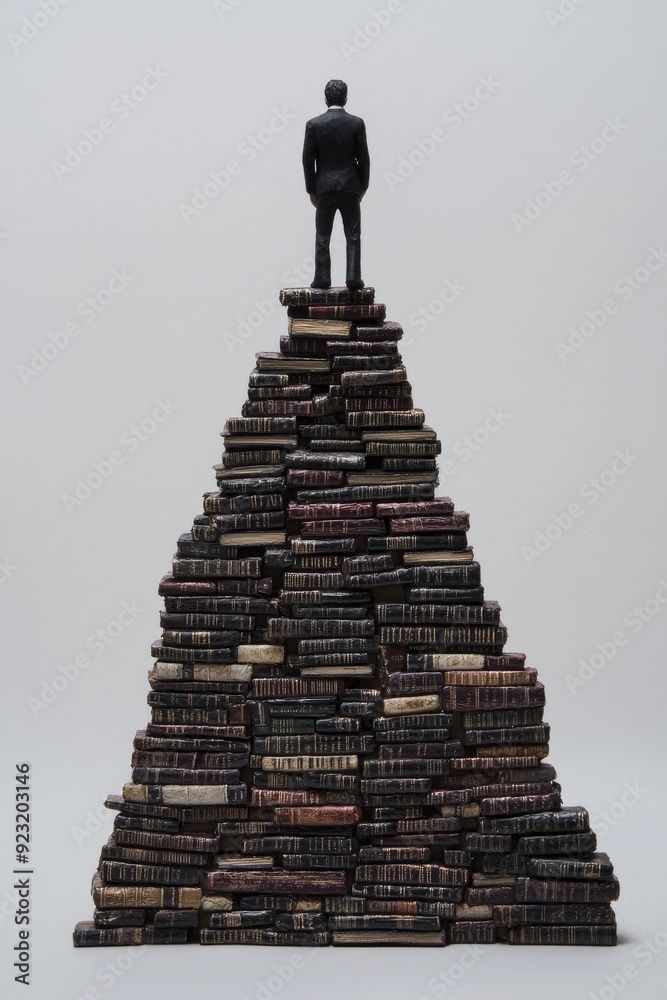 A creative piece depicts an individual ascending a staircase built of books, representing the journey towards understanding and growth in mental well-being. A creative piece depicts an individual ascending a staircase built of books, representing the journey towards understanding and growth in mental well-being.